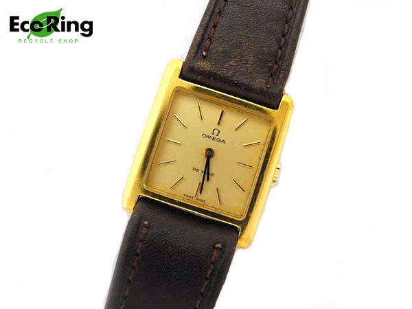 1円 オメガ デビル レディース腕時計 ブラウン×ゴールド AI788