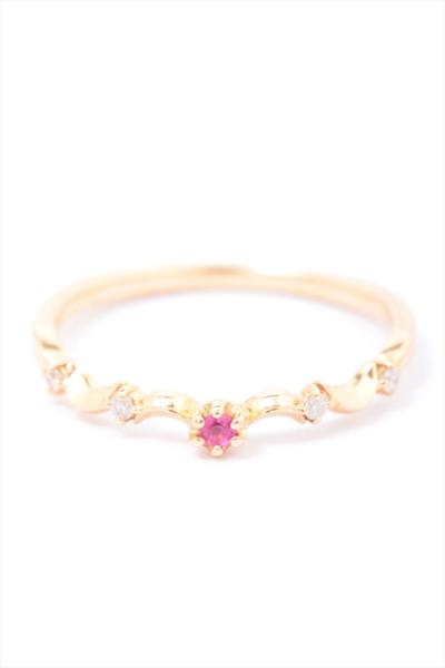 カナル4℃　ルビー　ダイヤ　リング　K10YG　7号