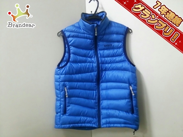 エーグル ダウンベスト S メンズ ブルー×ネイビー 冬物 AIGLE