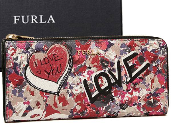 驚きの破格値，品質保証 ラスト1点 セール 2016新作 フルラ L字ファスナー 長財布 バビロン レザー レディース ピンク ペイント LOVE ハート 定価34560円(財布)｜売買されたオークション情報、yahooの商品情報をアーカイ 財布