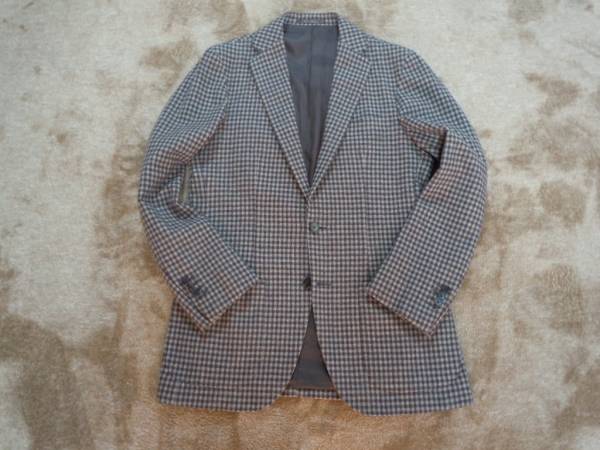 EDIFICE テーラードジャケット 茶ギンガムチェック 42