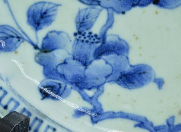 古伊万里 染付 | 初期伊万里 七寸皿 骨董 雪輪 金直し 花唐草