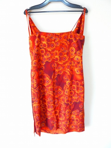 セリーヌ ワンピース 40 レディース オレンジ×ボルドー 花柄