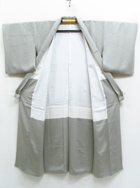 7158］色無地 美品 紗綾型地紋 一つ紋 五三桐 正絹 着物 袷 7158］色