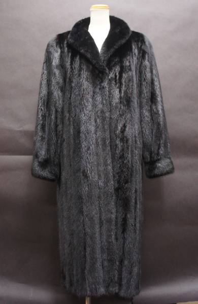 七福】04519 女性 Fur Flash ブラックミンク ロングコート 13 スカン 