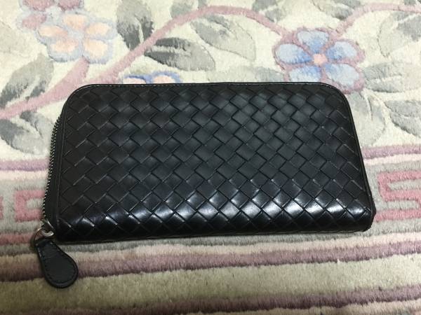 ボッテガヴェネタ 長財布 ラウンドファスナー ブラック 中古