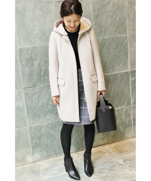 今季☆ IENA 二重織り シャルムフード付きコクーンコート 新品 IENA 二 