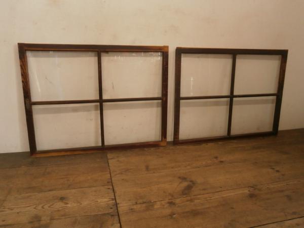 K974◆２枚組◆レトロな古い木製ガラス戸◆引き戸建具リノベーション店舗什器A