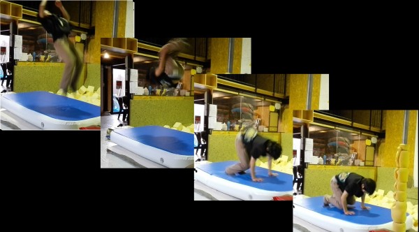 エアトリック　トランポリン　2ｘ1　バク転やバク宙の練習に！　ブロア付き　パルクール　体操　エアーマット　ダンス.