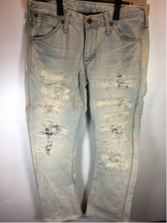 美品】AKM Wrangler クラッシュ デニム ホワイトブルー M wjk