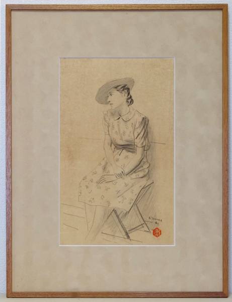 田村孝之介 真作保証 油彩8号 人形画 大地堂豪華額装 高島屋美術部購入