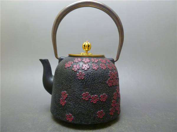 ≡雅蔵≡240 銅提 花卉紋 鉄瓶 鉄壺 湯沸 煎茶道具