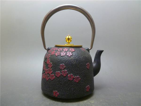≡雅蔵≡240 銅提 花卉紋 鉄瓶 鉄壺 湯沸 煎茶道具