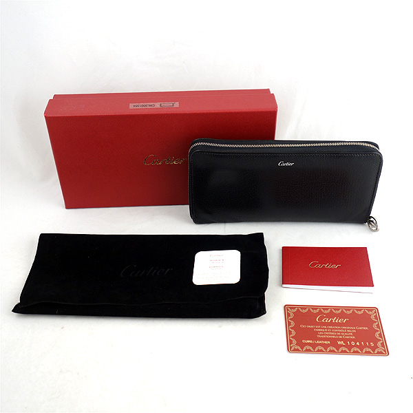 Cartier/カルティエ◆マストライン ラウンドファスナー長財布 ブラック L3001354 ゴートスキン(山羊革)