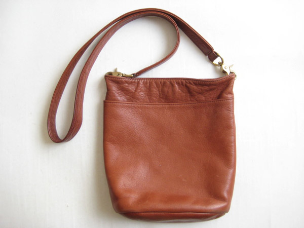 USA製Libaire本革レザー斜め掛けショルダーバッグ茶系/D44