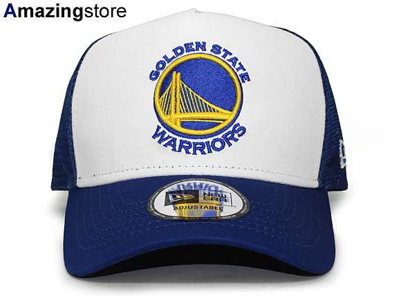 人気モデル NEW ERA GOLDEN STATE WARRIORS D-FRAME TRUCKER MESH CAP ニューエラ ゴールデンステイト ウォリアーズ WHITE BLUE ホワイト