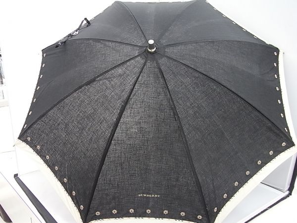 BURBERRY バーバリー　日傘　ブラック　フラワー　45cm　44B051