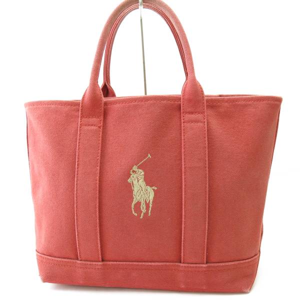 ラルフローレン キャンバス ポニー トート バッグ オレンジ UU33