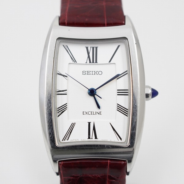 セイコー エクセリーヌ レディース クォーツ 革ベルト 白文字盤 4J41-0AJ0【いおき質店】
