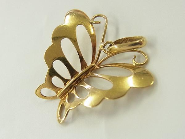 ∞ K18 蝶々 チョウ トップ 0.7g W18.1mm イエローゴールド