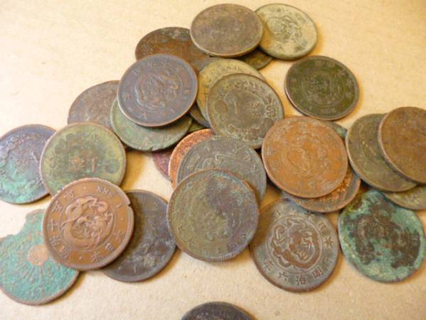 古銭 竜1銭銅貨 稲1銭銅貨 まとめて 未選別 約 340枚