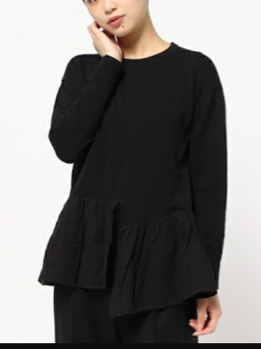 未使用 CLANE ヘムフレアレースニット 黒 春ニット 裾フリル アシンメトリー