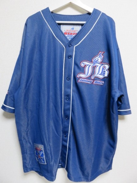 90sジョニーブレイズJOHNNY BLAZEベースボールシャツ青XLヒップホップB系ストリート