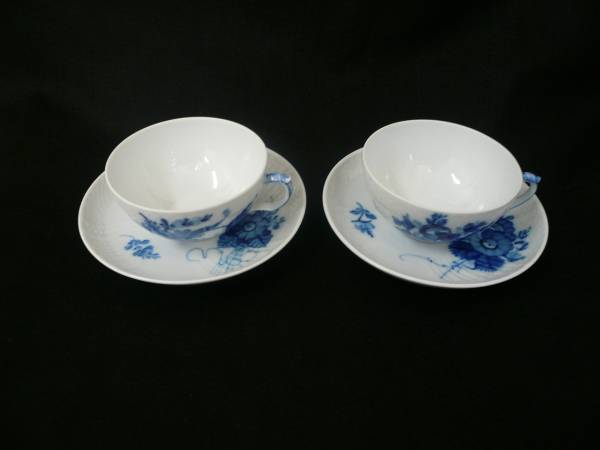 ロイヤルコペンハーゲン カップ＆ソーサー ブルーフラワー 2客　081・082 ＊7486