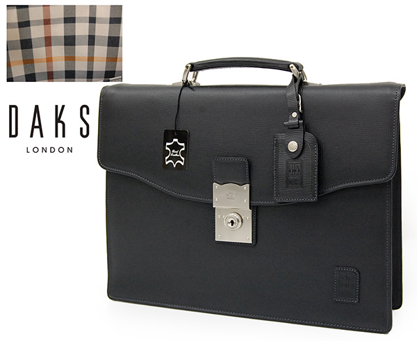 ハウスチェック 新品 定価5万円 ダックス DAKS 牛革 裏ハウスチェック柄 豪華オールレザーブリーフケース A4サイズ/黒 掛けカバー ダブル｜DAKS（ダックス）公式オンライン