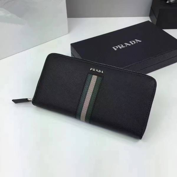 本物★極美品 PRADA 長財布 ブラック人気 売り切り メンズ レディース レザー