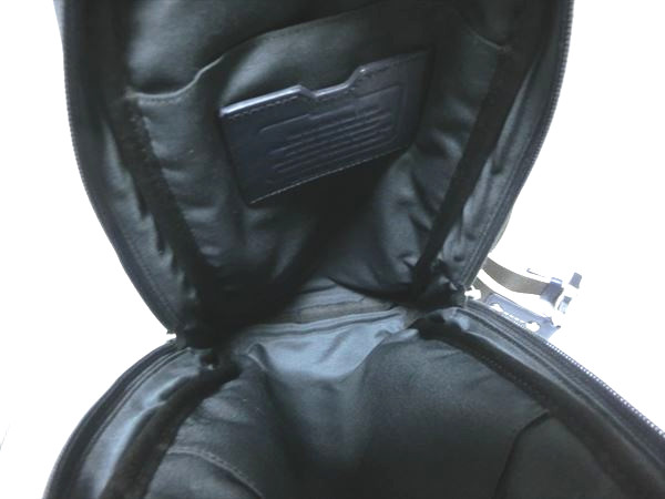 1円 コーチ レザーボディバッグ キャンバス ショルダー 青 ブルー ロゴ ブラウン 茶色 ライン