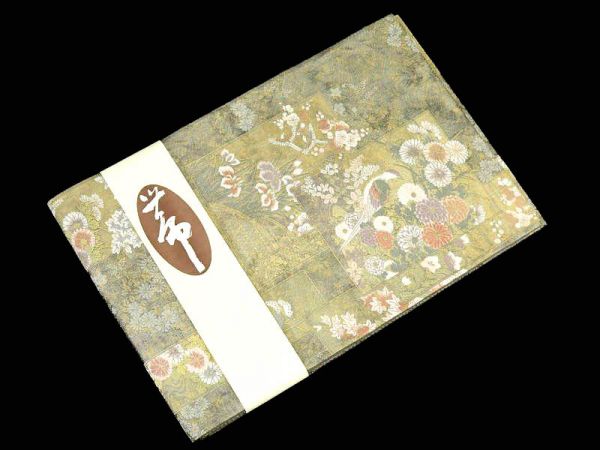 特特201cvirere 袋帯 引き箔 ６通柄 色紙に花 ゴールド 新品【ことこと屋】