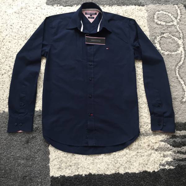 *新品即納*トミーヒルフィガー コットン　メンズ　ボタンダウンシャツ　紺 L