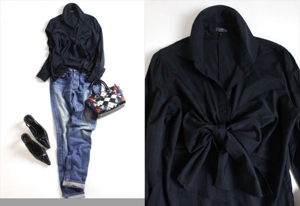 蛯原友里さん*定1.4万*Rosa by ナラカミーチェ*上品で華やか胸元リボンデザインブラウス1サイズ