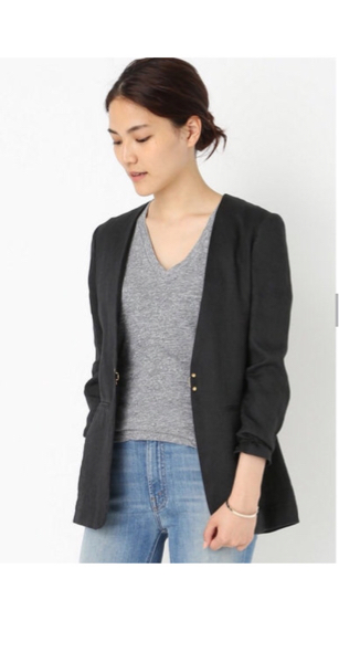 新品 16SS ドゥーズィエムクラス コンチネンタルリネンジャケット ブラック 38