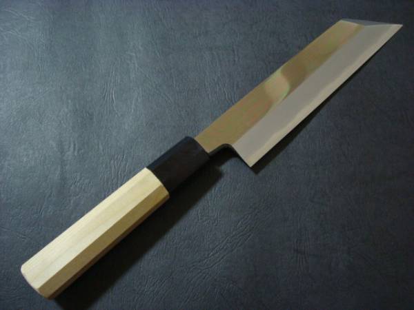 処分品!青2鋼/鏡面/ムキ庖丁(ケンムキ)180㎜八角柄付/送料無料!