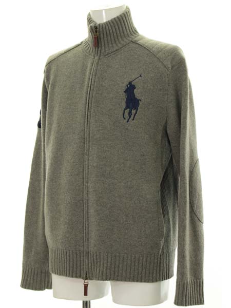 Polo Ralph Lauren ジップ ジャケット ニット ビッグポニー L ☆Polo by Ralph Lauren ビッグポニー ニットジャケット L☆ grey
