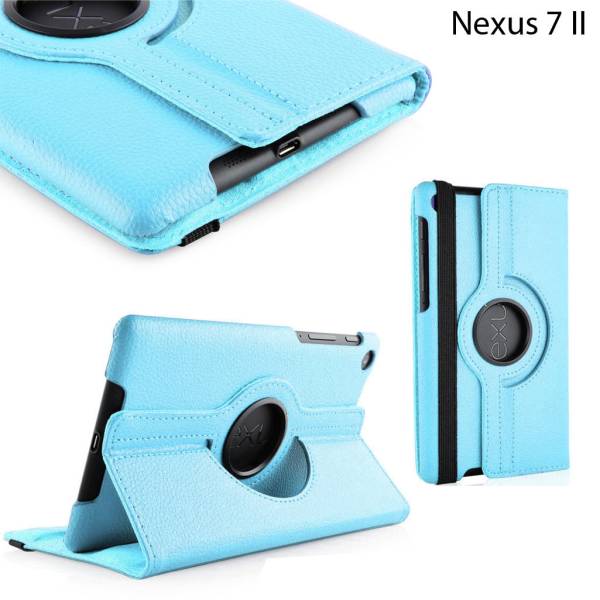 Google Nexus7(2013)新型回転カバー スタンドケースライトブルー_1