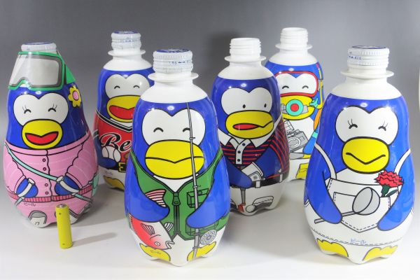 昭和レトロ☆サントリー ペンギン ビール 1.2L ボトル セット その1 6本 野球 ゴルフ 釣り スキー 等 食品パッケージ フィギュア