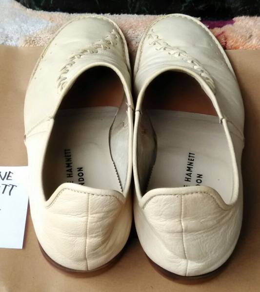 【中古】KATHARINE HAMNETT LONDON size25 シューズ アイボリー キャサリンハムネット