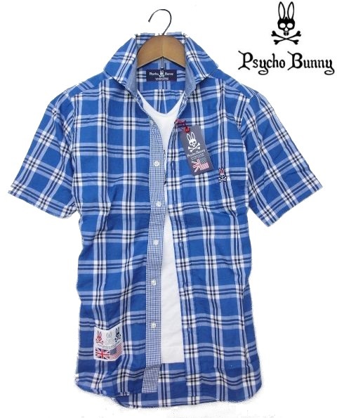 H283新品▽ サイコバニー Psycho Bunny 半袖シャツ チェックシャツ M 