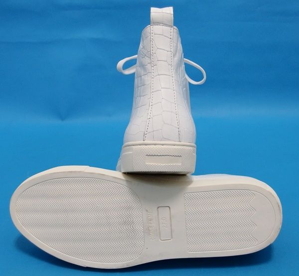 新品3.9万★コムサメン 本革オールレザー クロコ型押し ハイカットスニーカー25★白