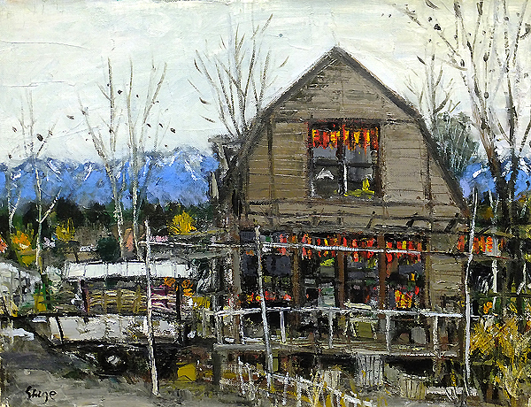 【GLC】中西繁 「開拓者の家・秋」 ◆一枚の絵取扱・油彩6号 東光会理事 日展委嘱 成行!