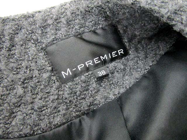 エムプルミエ M-Premier ノーカラーコート グレー 38 /KA37