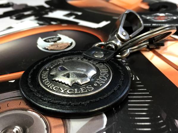 1品だけ ハーレーダビッドソン 正規品 純正 キーホルダー ウィリーG 純正品 スカル 本革 レザー キーリング