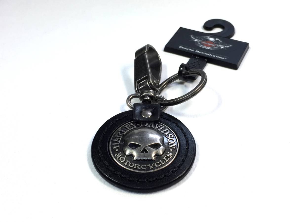 1品だけ ハーレーダビッドソン 正規品 純正 キーホルダー ウィリーG 純正品 スカル 本革 レザー キーリング