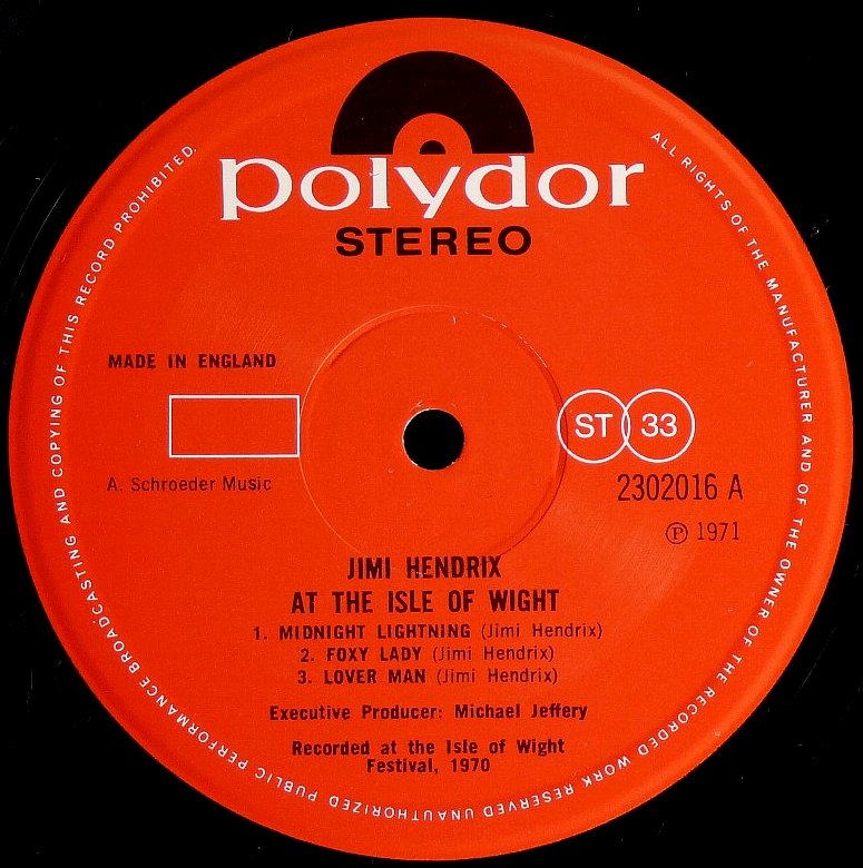 ☆UK 原盤！JIMI HENDRIX☆AT THE ISLE OF WIGHT UK POLYDOR 美品 LP