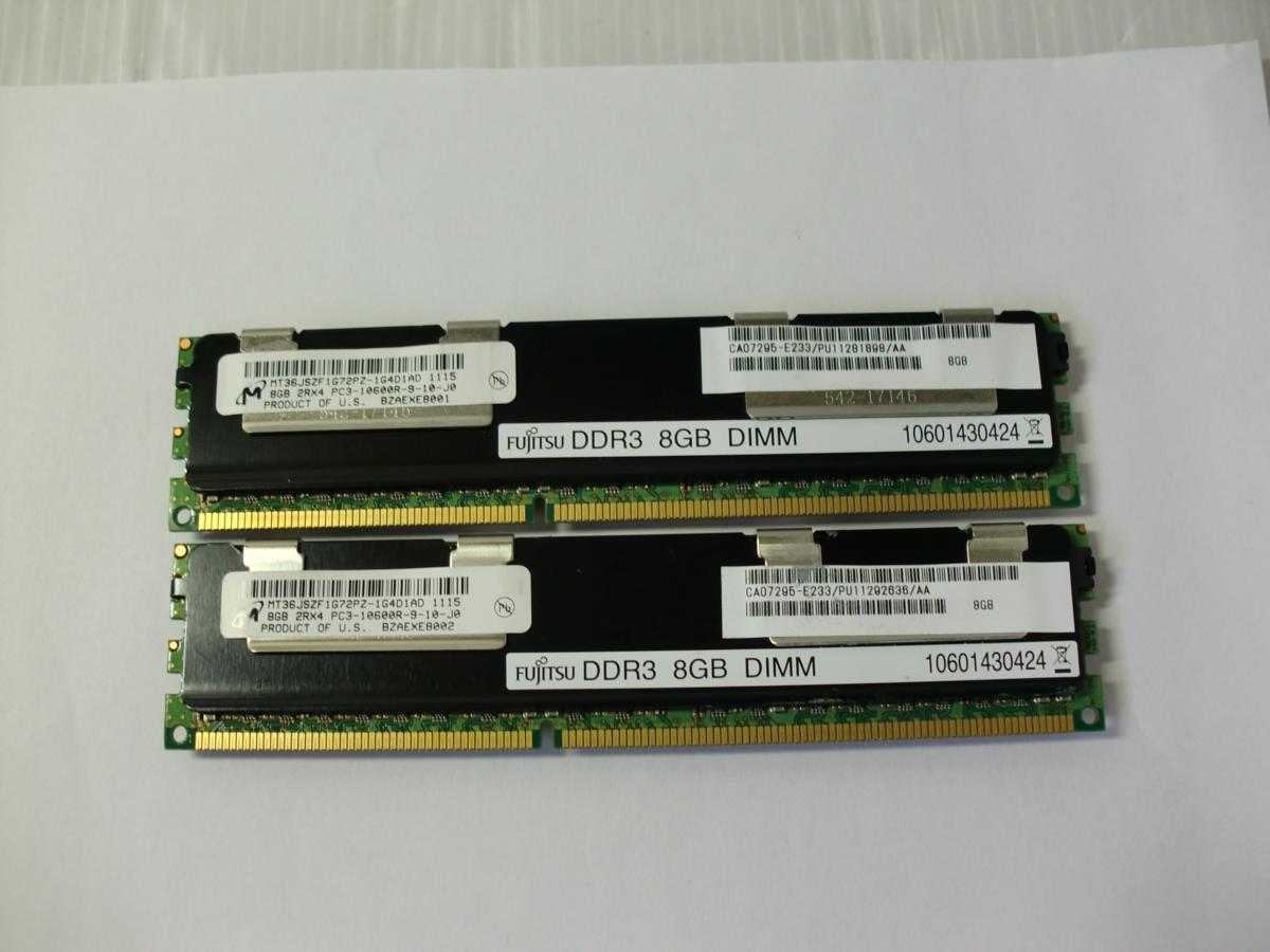 【メモリサーバー用2枚セット】micron PC3-10600R 8GB 2R×4(8GB×2枚）◆H122