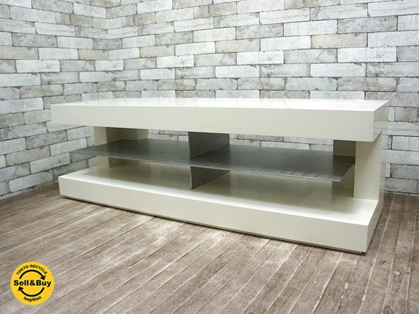 モダンデザイン テレビ台 ホワイト モダンデザイン家具 TVボード AVボード MDF x アルミ素材 w140cm
