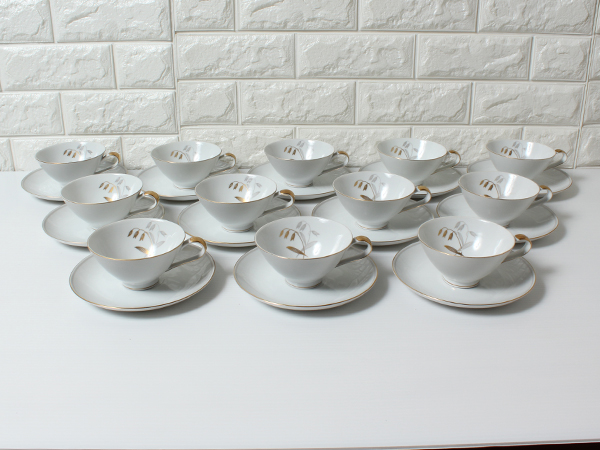 ナルミ ファインチャイナ ティーカップ＆ソーサー 12客セット 日本製 金彩 FINE CHINA NARUMI